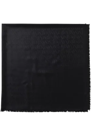 Saint Laurent Akcesoria, Mężczyzna, Czarny, ONE SIZE, Czarny Jedwabny Szalik z Nadrukiem Logo