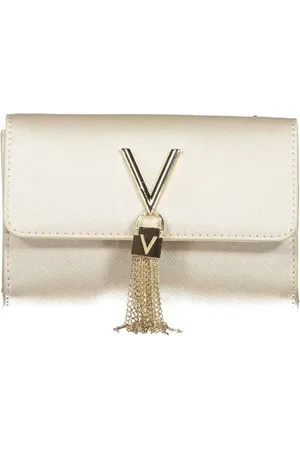 Valentino by Mario Valentino Pre-owned, Kobieta, Biały, ONE SIZE, Len, Szara Torba na Ramię z Łańcuchem i Kontrastującymi Szczegółami