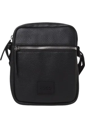 HUGO BOSS Torebki, Mężczyzna, Czarny, ONE SIZE, Czarna skórzana torba crossbody