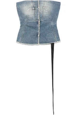 Rick Owens Koszulki, Kobieta, Niebieski, XL, Denim, Denim bustier top w niebieskim