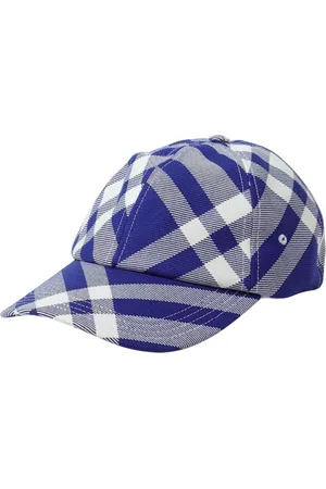 Burberry Akcesoria, Mężczyzna, Niebieski, M, Niebieska Czapka Baseballowa w Kratę
