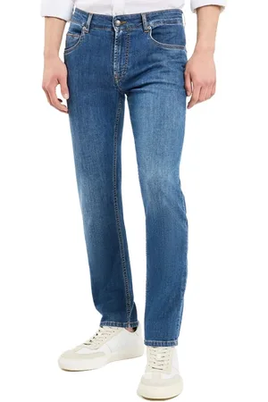 FAY Jeansy, Mężczyzna, Niebieski, W36, Denim, Slim Fit Denim Jeansy Made in Italy