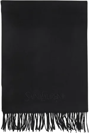 Saint Laurent Akcesoria, Mężczyzna, Czarny, ONE SIZE, Czarny Wełniany Szal z Frędzlami