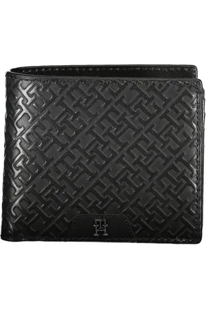 Tommy Hilfiger Akcesoria, Mężczyzna, Czarny, ONE SIZE, Skóra, Elegancki Portfel Skórzany z Kieszonką na Monety