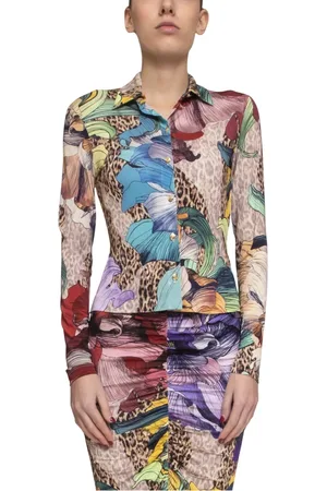 Roberto Cavalli Bluzki, Kobieta, Wielobarwność, XS, Wielokolorowa Slim Koszula dla Kobiet