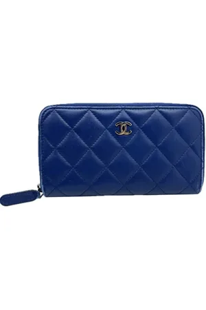 CHANEL Pre-owned, Kobieta, Niebieski, ONE SIZE, Skóra, Pre-owned skórzane portfele