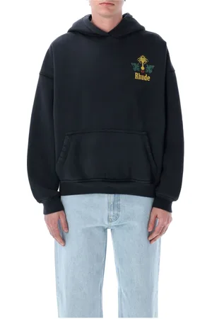 Rhude Bluzy, Mężczyzna, Czarny, S, Vintage Czarna Dzianinowa Bluza Ss 25