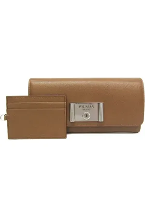 Prada Pre-owned, Kobieta, Beżowy, ONE SIZE, Skóra, Pre-owned skórzane portfele