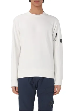 C.P. Company Bluzy, Mężczyzna, Biały, S, Czarny Crew Neck Sweatshirt Activewear