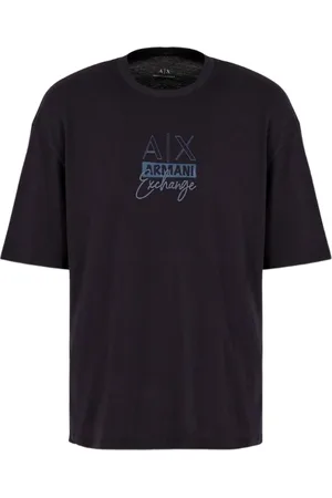 Armani Exchange Koszulki, Mężczyzna, Niebieski, S, Podstawowy T-shirt z krótkim rękawem z bawełny