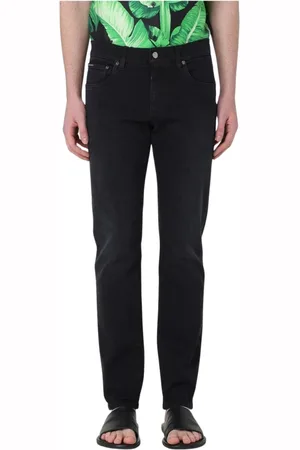 Dolce & Gabbana Jeansy, Mężczyzna, Czarny, S, Denim, Czarne Straight Leg Jeansy