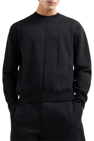 Armani Exchange Swetry, Mężczyzna, Czarny, M, Podstawowy Sweter z Okrągłym Dekoltem Czarny