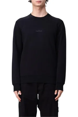Stone Island Bluzy, Mężczyzna, Czarny, S, Minimalistyczny Sweter z Okrągłym Dekoltem Niebieski