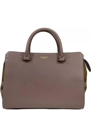Burberry Torebki, Kobieta, Szary, ONE SIZE, Torba Torebka Skórzana z Złotymi Okuciami
