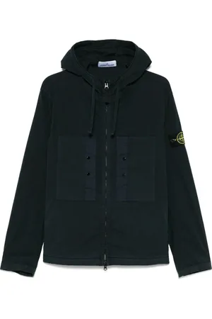 Stone Island Kurtki, Mężczyzna, Niebieski, S, Niebieska Kurtka z Emblematem