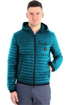 RefrigiWear Kurtki, Mężczyzna, Niebieski, S, Niebieska Kurtka Puchowa z Kapturem