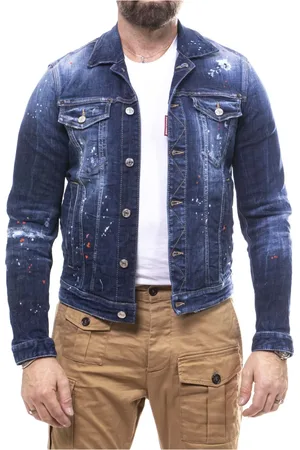 Dsquared2 Kurtki, Mężczyzna, Niebieski, XL, Granatowa Męska Kurtka Kaban