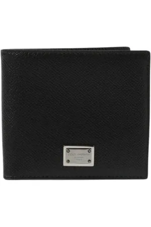 Dolce & Gabbana Akcesoria, Mężczyzna, Czarny, ONE SIZE, Czarna Skórzana Portfel Składany