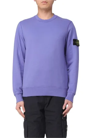 Stone Island Bluzy, Mężczyzna, Fioletowy, M, Biała bluza z okrągłym dekoltem