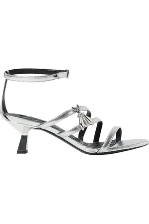 Patrizia Pepe Buty, Kobieta, Szary, 40 EU, Srebrne Skórzane Sandały Elegancki Modny Design