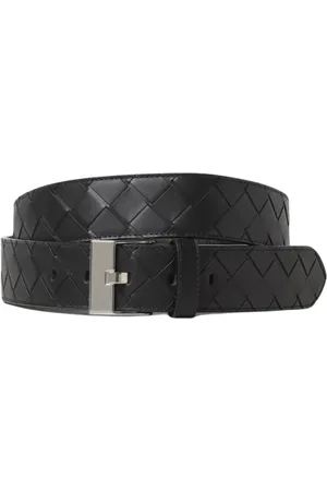 Bottega Veneta Akcesoria, Mężczyzna, Czarny, 95 CM, Czarny Skórzany Pasek Intrecciato