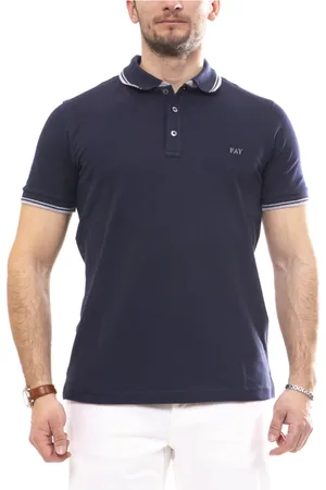 FAY Koszulki, Mężczyzna, Czarny, S, Slim Fit Stretch Cotton Polo Shirt