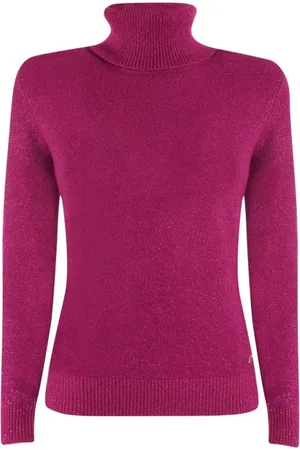YES ZEE BY ESSENZA Swetry, Kobieta, Różowy, 2XL, Fioletowy Sweter z Wiskozy i Golfem
