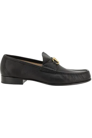 VALENTINO GARAVANI Buty, Mężczyzna, Czarny, 40 EU, Len, Nowoczesne loafersy skórzane z plakietką VLogo
