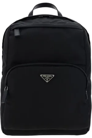 Prada Torebki, Mężczyzna, Czarny, ONE SIZE, Nylon, Plecak Nylonowy z Rączką ze Skóry