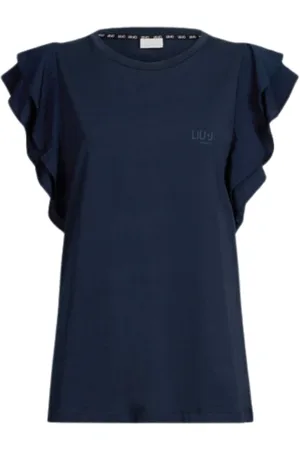 Liu Jo Koszulki, Kobieta, Czarny, XS, Bluzka z falbanami Moda T-Shirt
