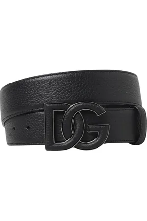 Dolce & Gabbana Akcesoria, Mężczyzna, Czarny, 95 CM, Czarny skórzany pasek z klamrą DG