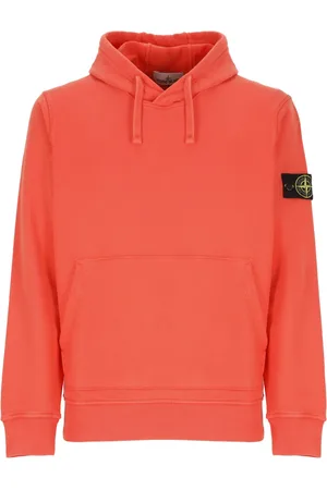 Stone Island Bluzy, Mężczyzna, Pomarańczowy, M, Bawełna, Bawełniana bluza z kapturem i naszywką z logo