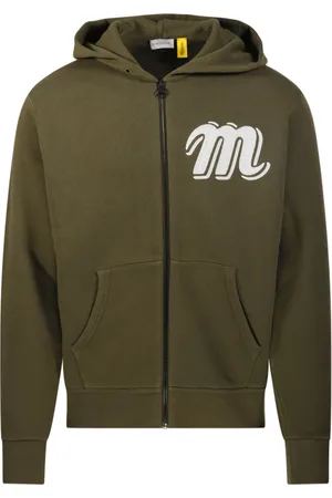 Moncler Bluzy, Mężczyzna, Zielony, XL, Zielony Sweter z Zamkiem