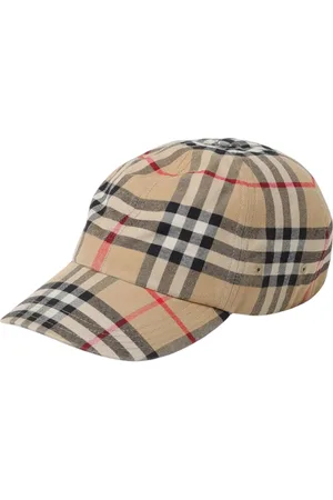Burberry Akcesoria, Mężczyzna, Beżowy, S, Kraciasta Czapka Baseballowa