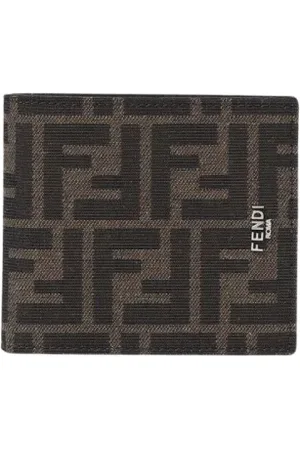 Fendi Akcesoria, Mężczyzna, brązowy, ONE SIZE, Portfel z uchwytem na karty monogramowe