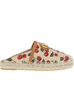 VALENTINO GARAVANI Buty, Kobieta, Wielobarwność, 36 EU, Len, Cherryfic Vlogo Espadrilles Mules