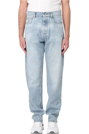 Brunello Cucinelli Jeansy, Mężczyzna, Niebieski, L, Eleganckie Niebieskie Straight Leg Jeansy