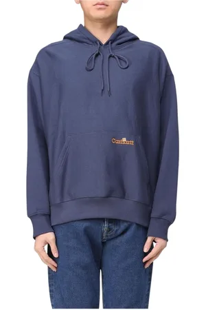 Carhartt Bluzy, Mężczyzna, Niebieski, M, Czarna bluza z kapturem i kieszenią kangurką