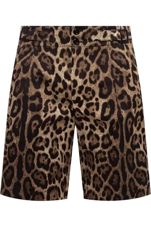 Dolce & Gabbana Szorty, Mężczyzna, brązowy, M, Spodenki Bermuda w Lamparcie Mężczyźni