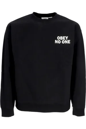 Obey Bluzy, Mężczyzna, Czarny, XL, Czarna Bluza Wspinaczkowa z Nadrukiem