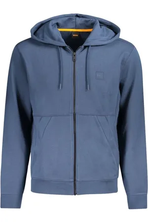 HUGO BOSS Bluzy, Mężczyzna, Niebieski, 3XL, Niebieski Bawełniany Bluza z Kapturem i Zamkiem