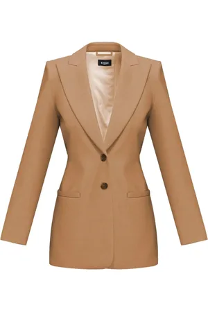 MARELLA Kurtki, Kobieta, brązowy, 2XL, Poliester, Elegancki Brązowy Blezer z Klasycznymi Szczegółami