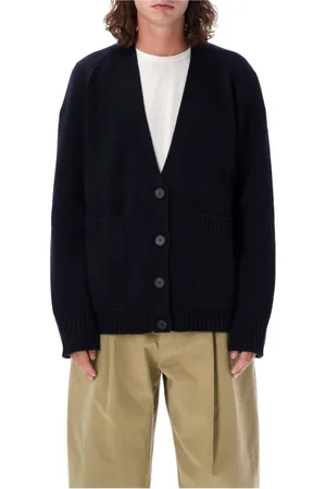 STUDIO NICHOLSON Swetry, Mężczyzna, Niebieski, L, Granatowy Sweter Rozpinany Aw 24
