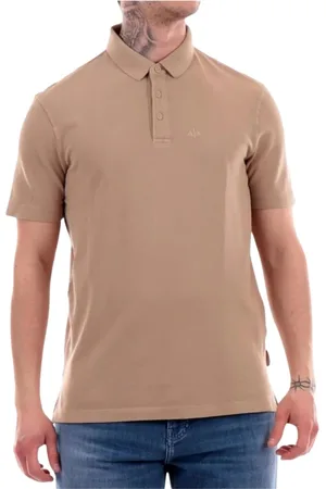Armani Exchange Koszulki, Mężczyzna, Beżowy, S, Koszulka polo z bawełny z krótkim rękawem