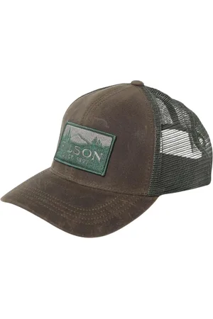 Filson Akcesoria, Mężczyzna, Zielony, ONE SIZE, Len, Wytrzymała Zielona Trucker Hat