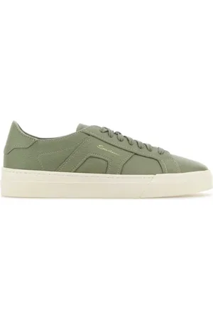 santoni Buty, Mężczyzna, Zielony, 43 EU, Zielone Skórzane Sneakersy