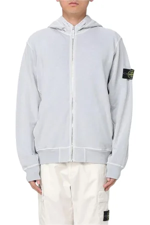 Stone Island Bluzy, Mężczyzna, Szary, 2XL, Szara Bluza Zip Up Luźny Krój