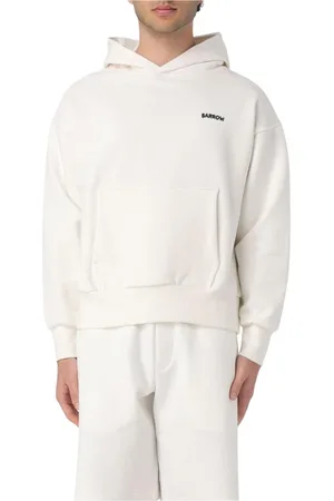 BARROW Bluzy, Mężczyzna, Biały, M, Niebieski Oversized Hoodie z Kieszenią