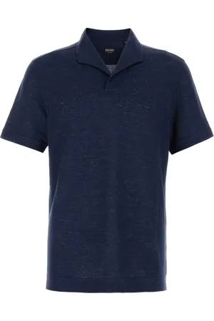 Ermenegildo Zegna Koszulki, Mężczyzna, Niebieski, XL, Navy Linen Polo Shirt