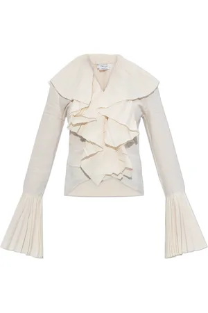 Alexander McQueen Bluzki, Kobieta, Biały, S, Top z plisowanymi falbanami